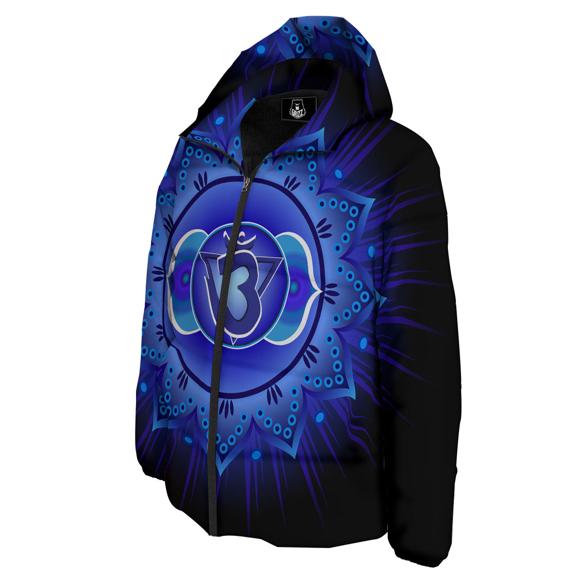 Symbol Ajna Chakra Print Down Jacket-grizzshop