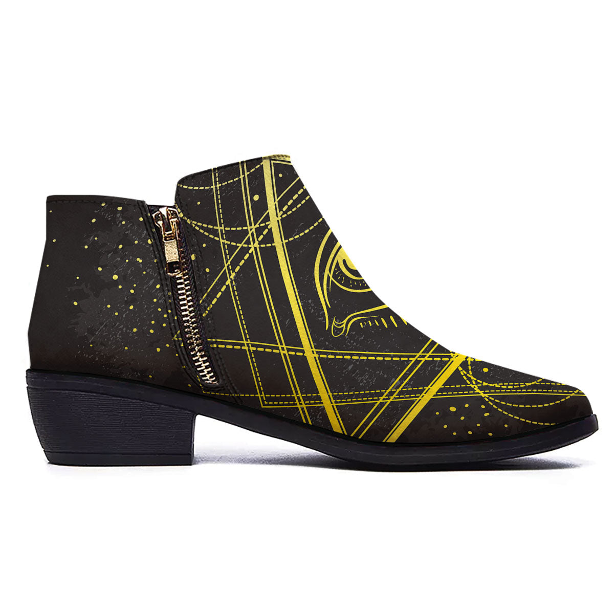 Symbol All Seeing Eye Print Ankle Boots-grizzshop