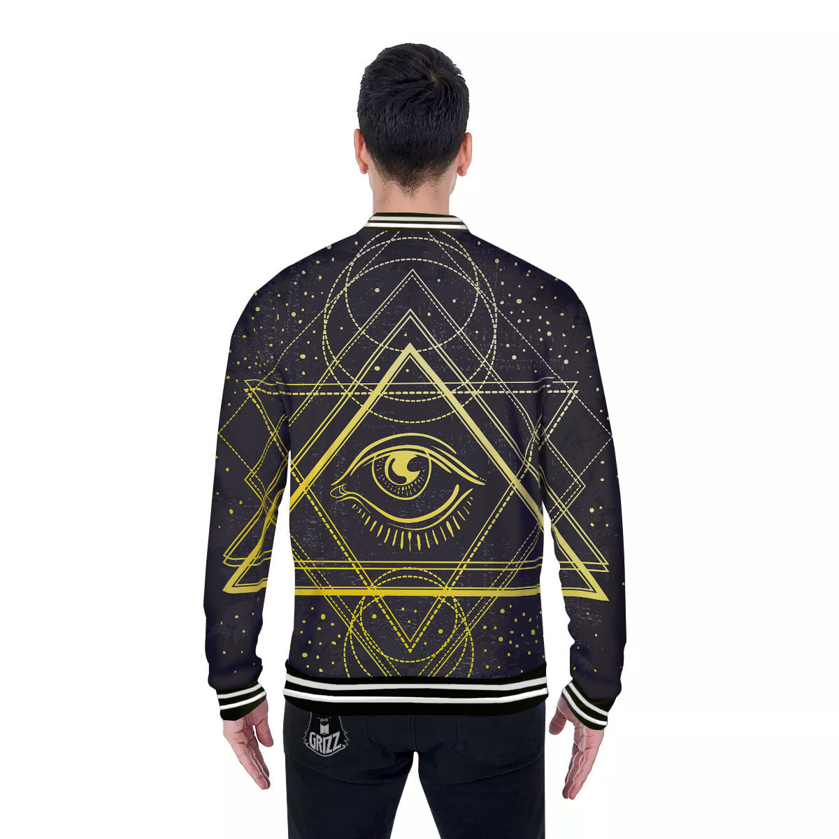 Symbol All Seeing Eye Print Baseball Jacket-grizzshop