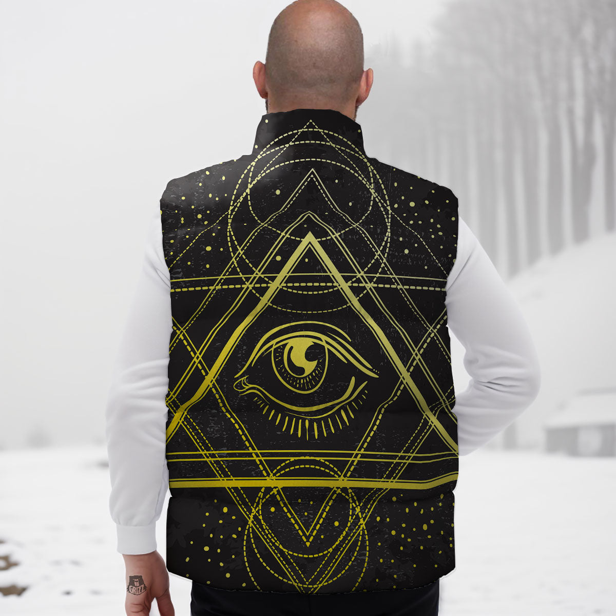 Symbol All Seeing Eye Print Down Vest