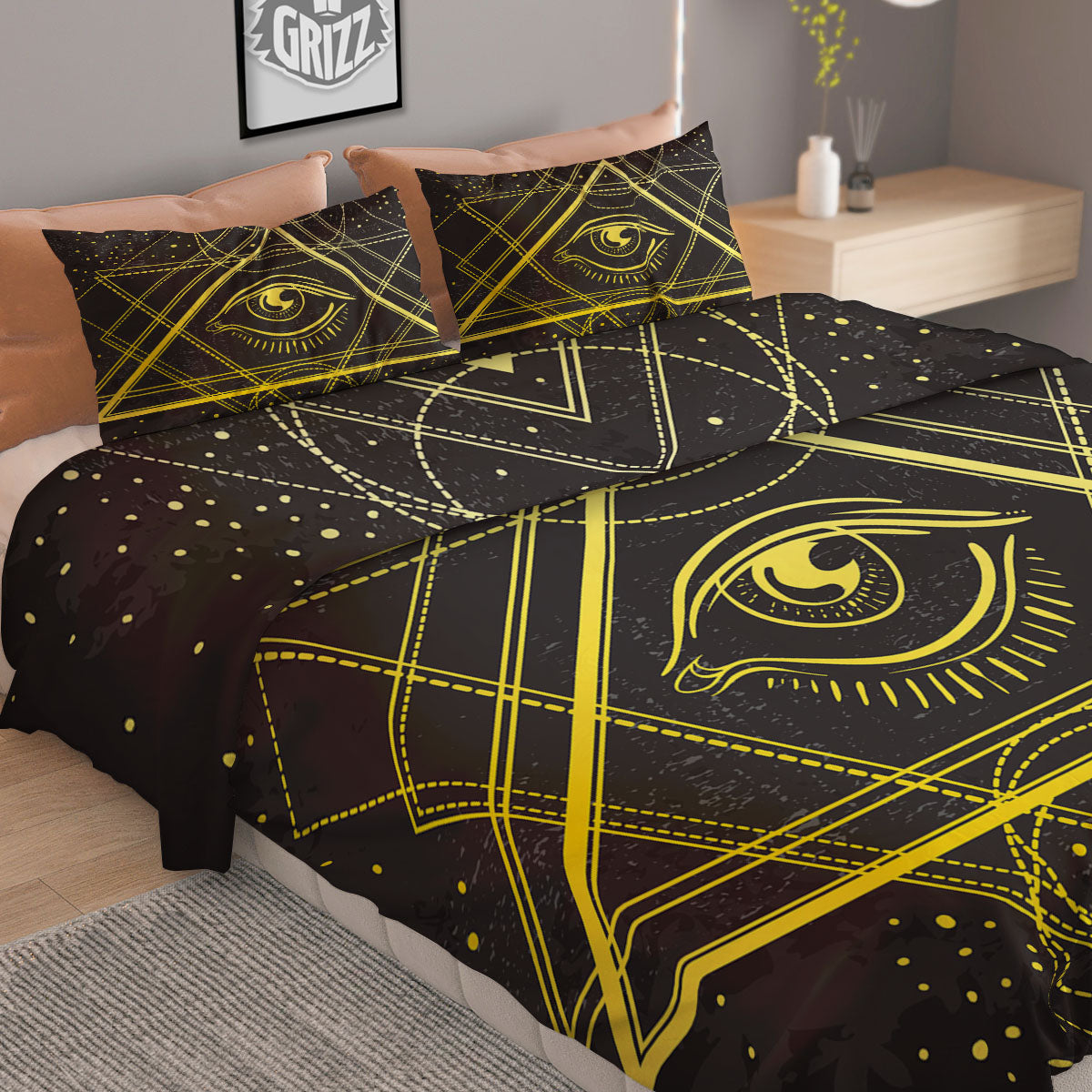 Symbol All Seeing Eye Print Duvet Cover Bedding Set
