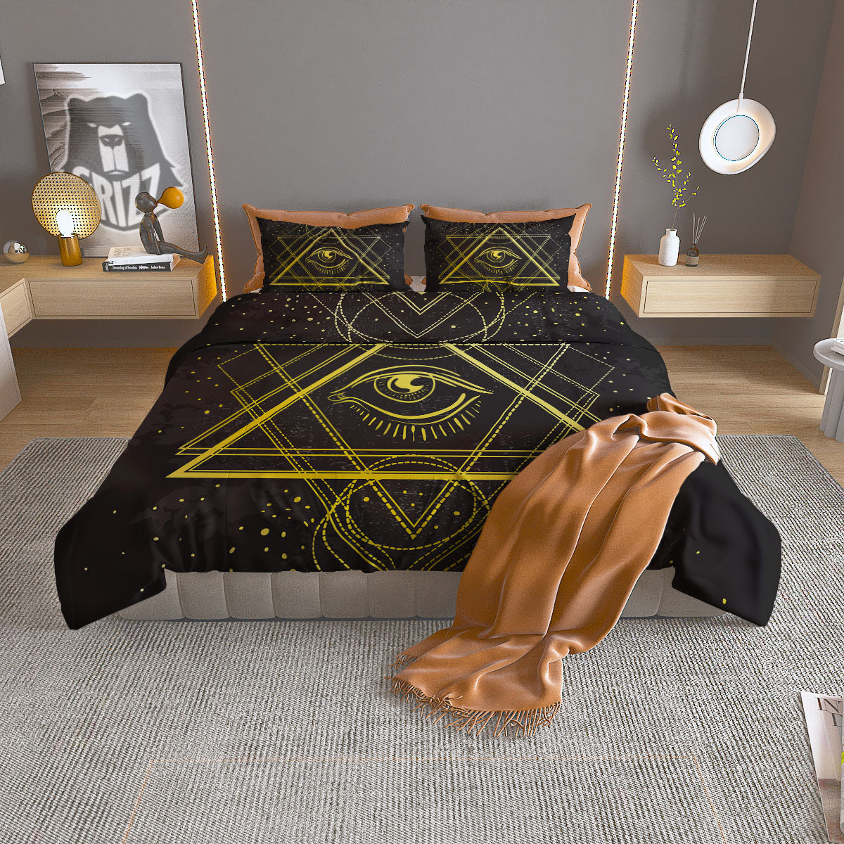 Symbol All Seeing Eye Print Duvet Cover Bedding Set