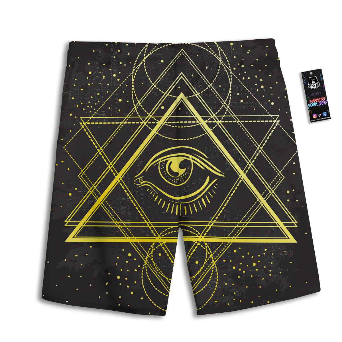 Symbol All Seeing Eye Print Men's Athletic Shorts