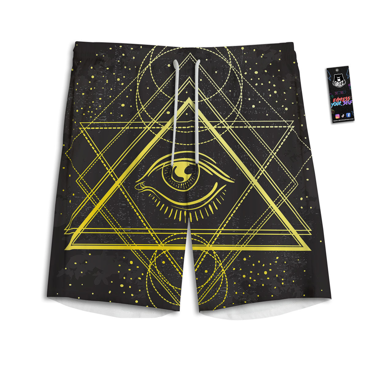 Symbol All Seeing Eye Print Men's Athletic Shorts