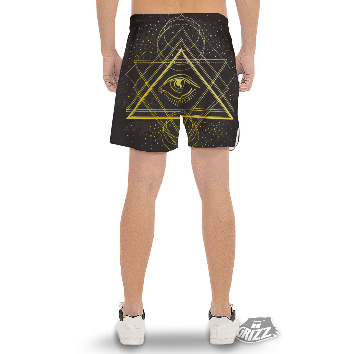 Symbol All Seeing Eye Print Men's Gym Shorts-grizzshop