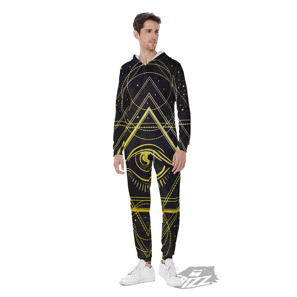 Symbol All Seeing Eye Print Men's Jumpsuit-grizzshop