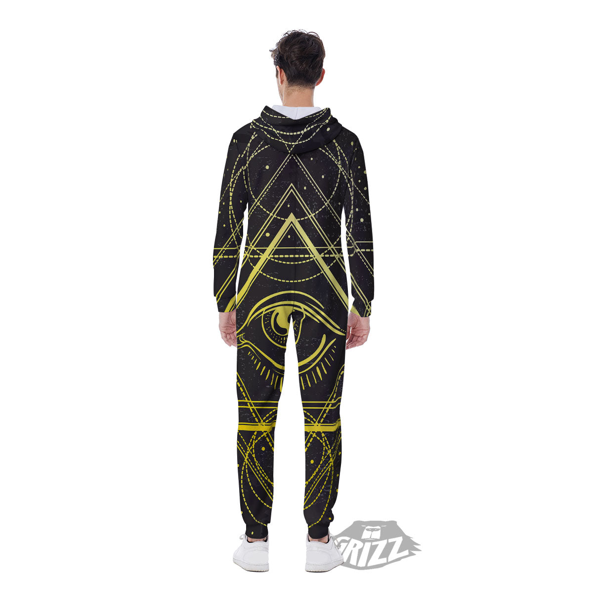 Symbol All Seeing Eye Print Men's Jumpsuit-grizzshop