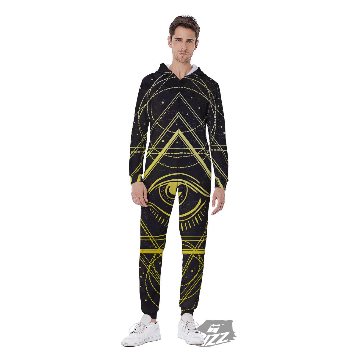 Symbol All Seeing Eye Print Men's Jumpsuit-grizzshop