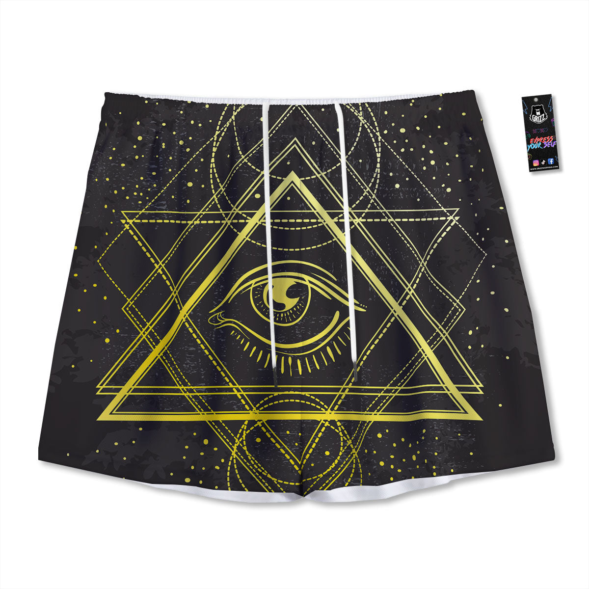 Striped Green Print Pattern Mesh Shorts