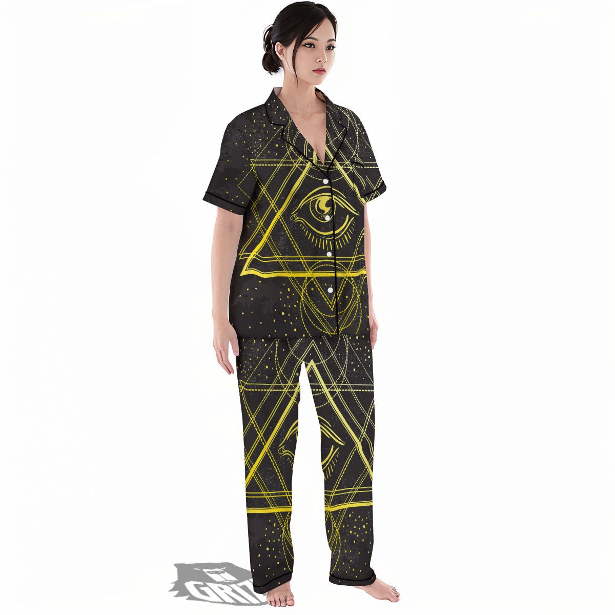 Symbol All Seeing Eye Print Women's Pajamas Set-grizzshop