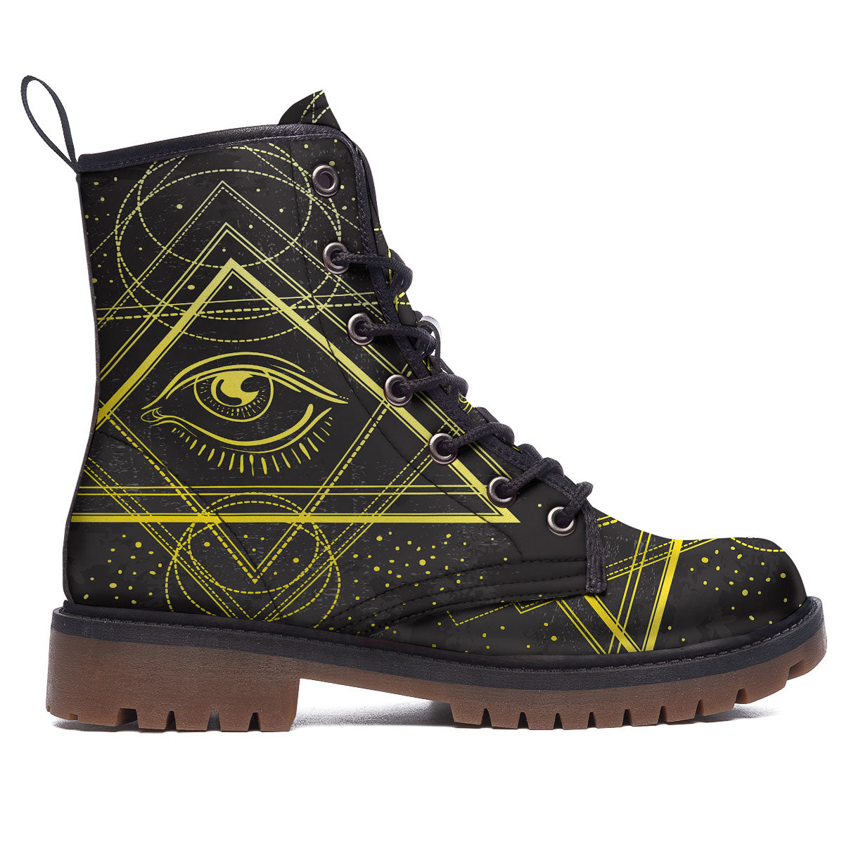 Symbol All Seeing Eye Print Work Boots-grizzshop