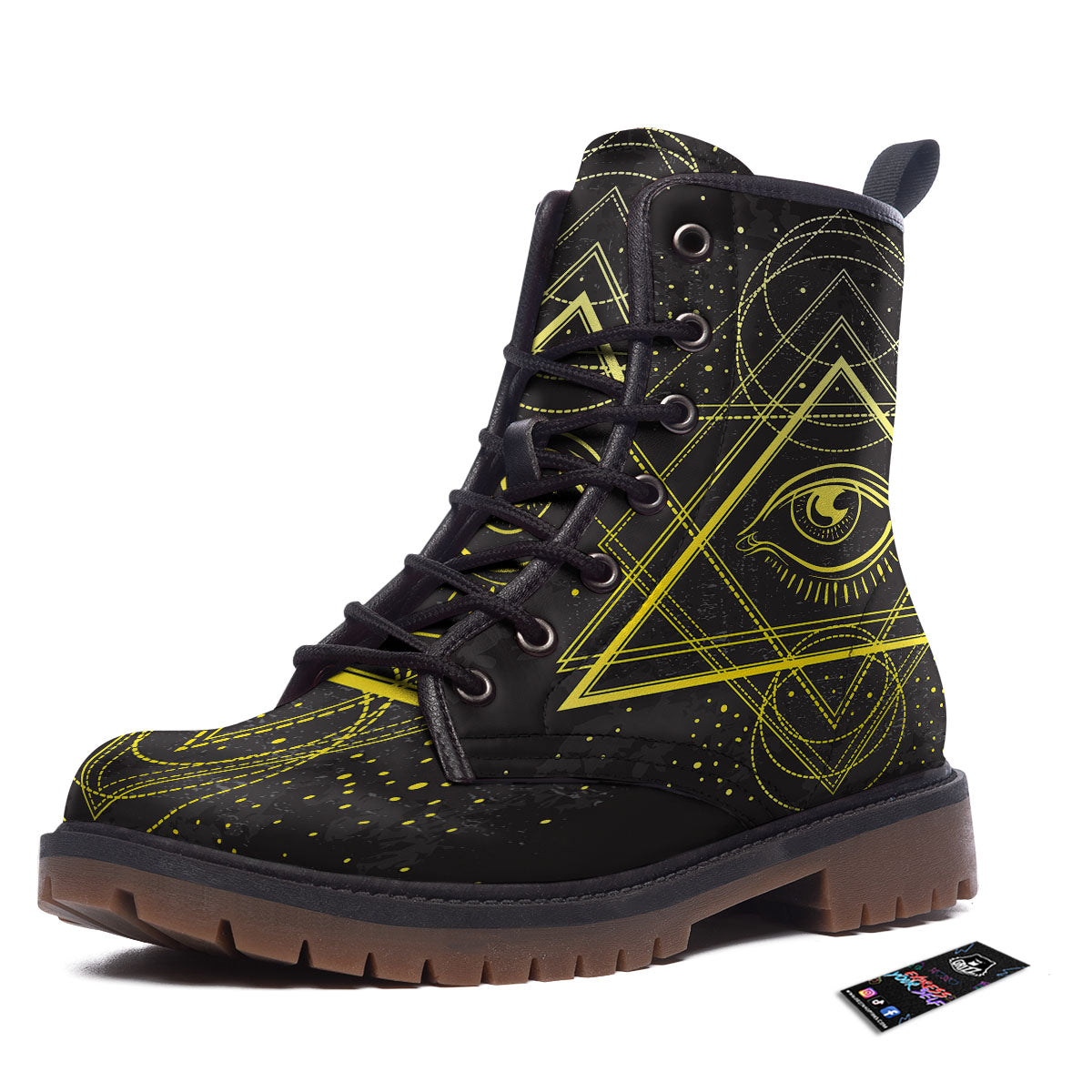 Symbol All Seeing Eye Print Work Boots-grizzshop