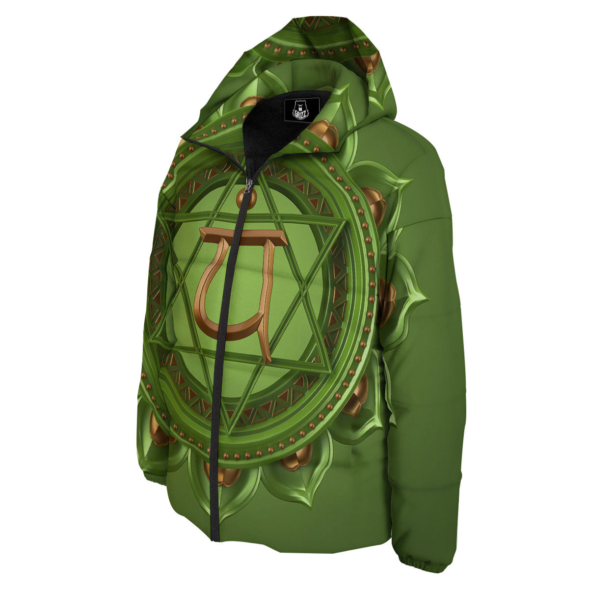 Symbol Anahata Chakra Print Down Jacket-grizzshop