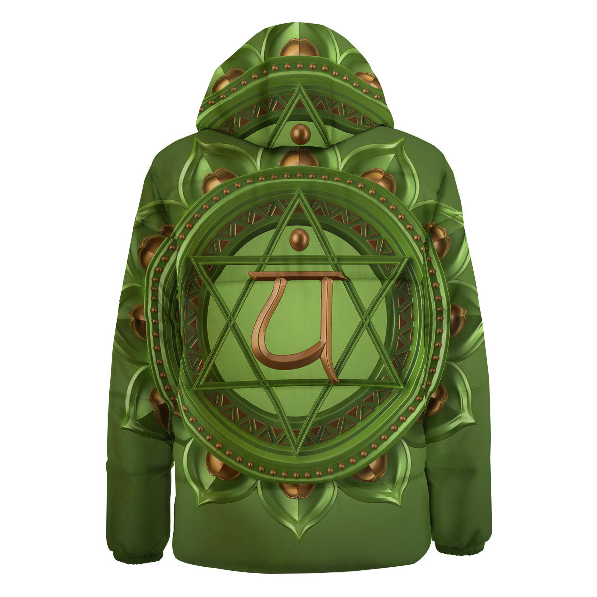 Symbol Anahata Chakra Print Down Jacket-grizzshop