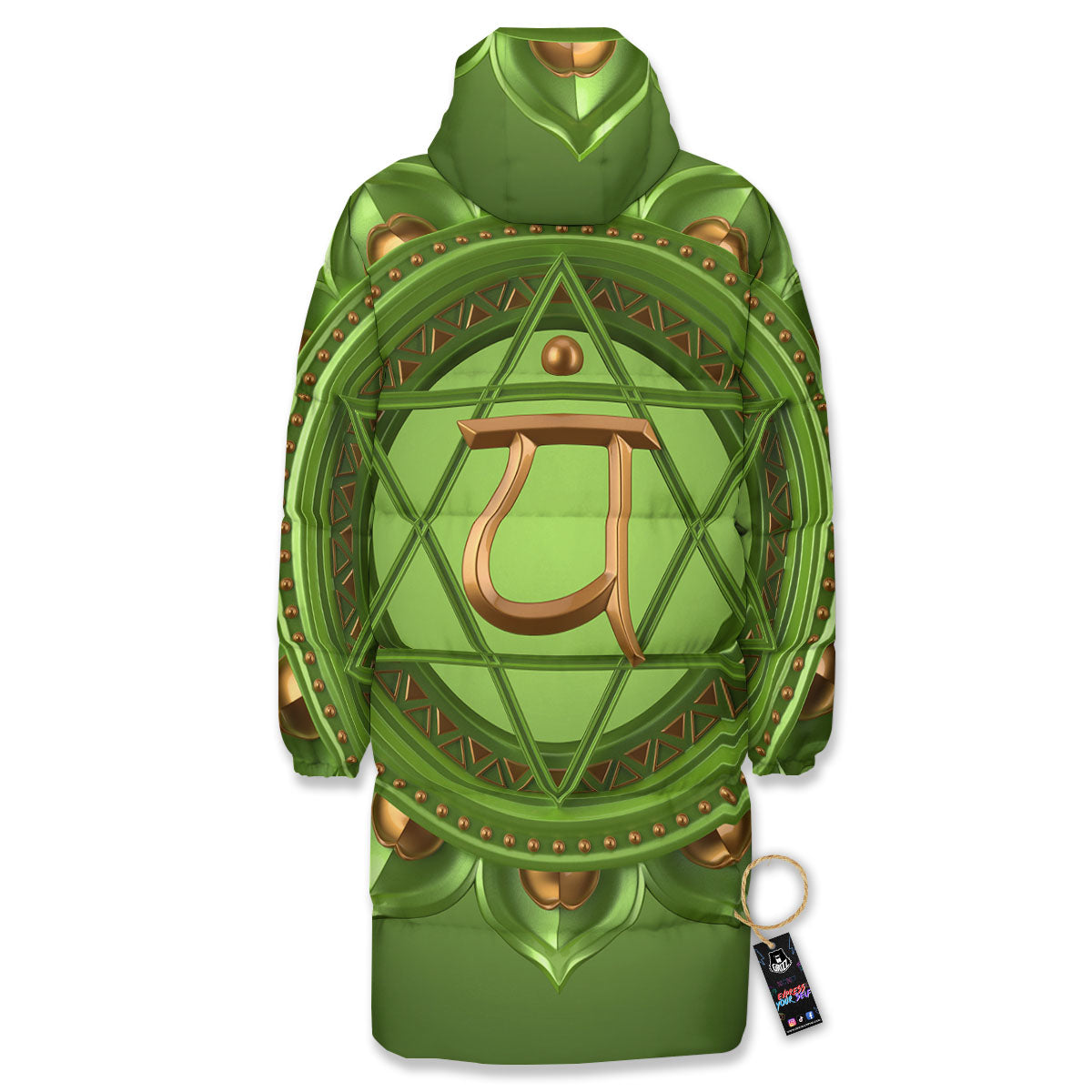 Symbol Anahata Chakra Print Long Down Jacket-grizzshop