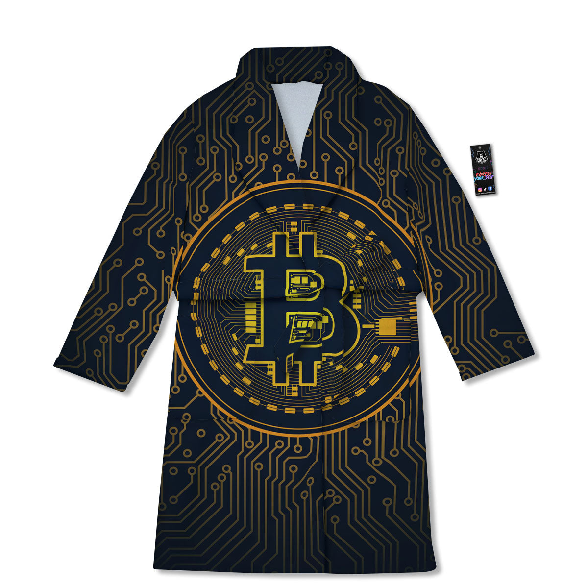 Symbol Bitcoin Crypto Print Bathrobe-grizzshop