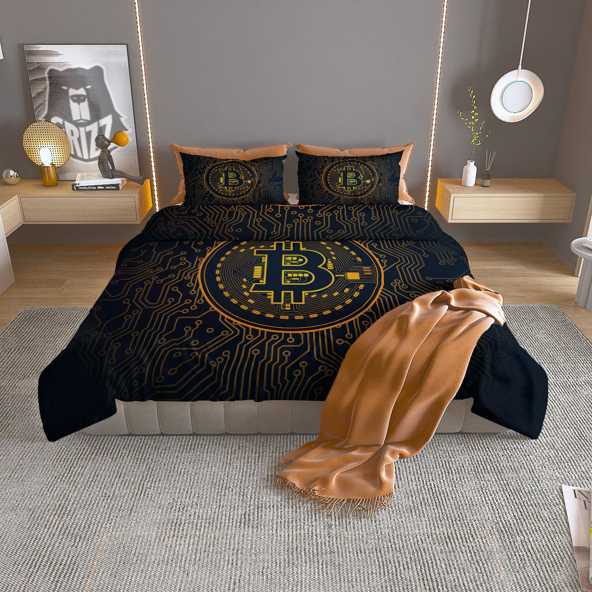 Symbol Bitcoin Crypto Print Duvet Cover Bedding Set