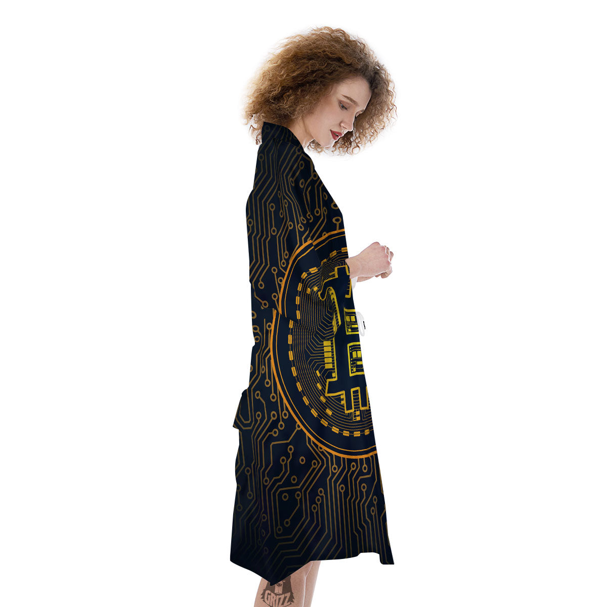 Symbol Bitcoin Crypto Print Kimono-grizzshop