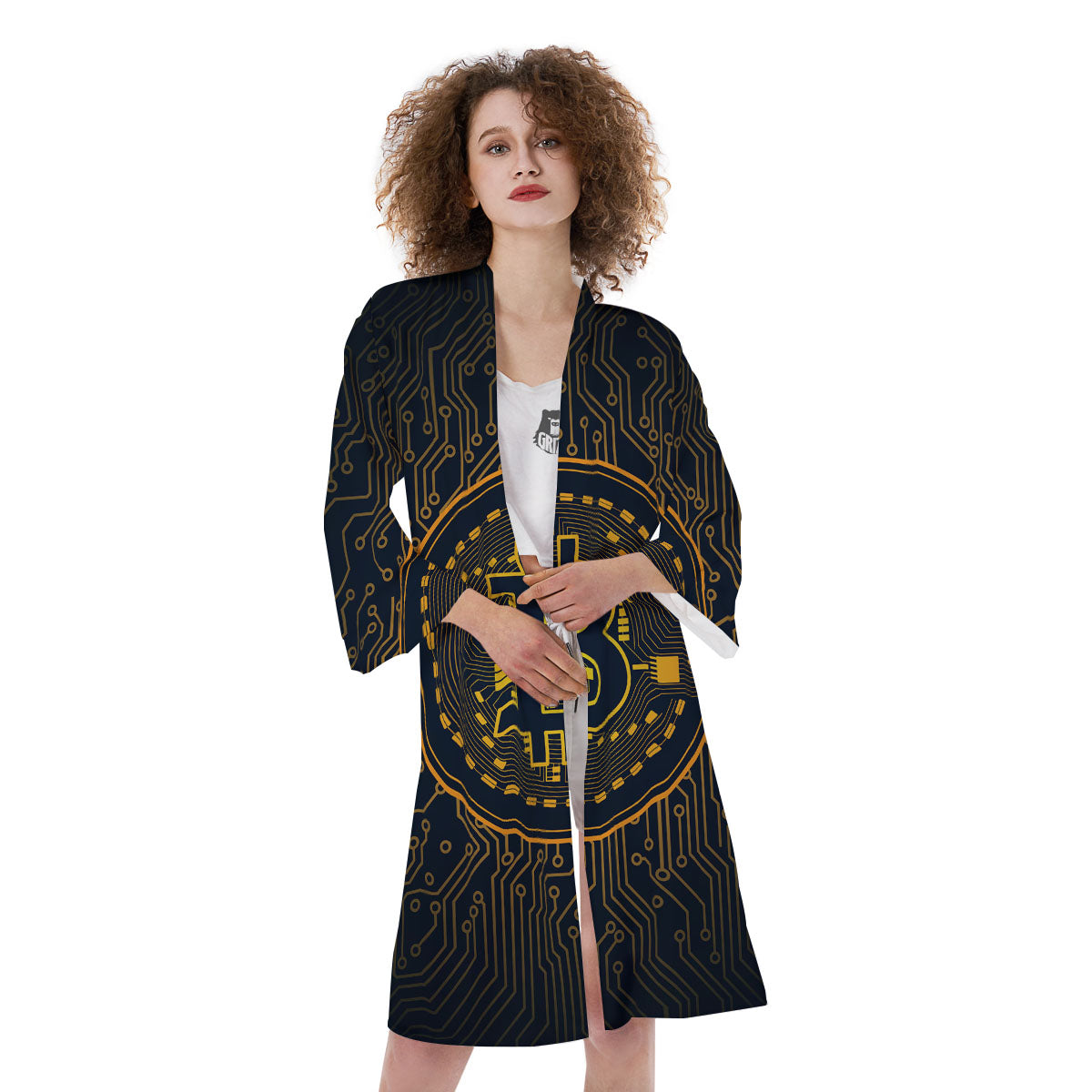 Symbol Bitcoin Crypto Print Kimono-grizzshop