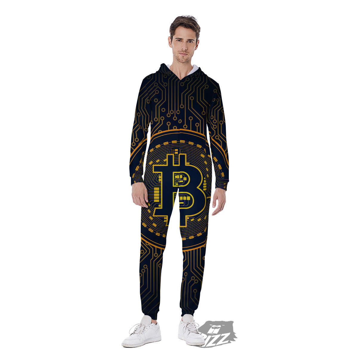 Symbol Bitcoin Crypto Print Men's Jumpsuit-grizzshop