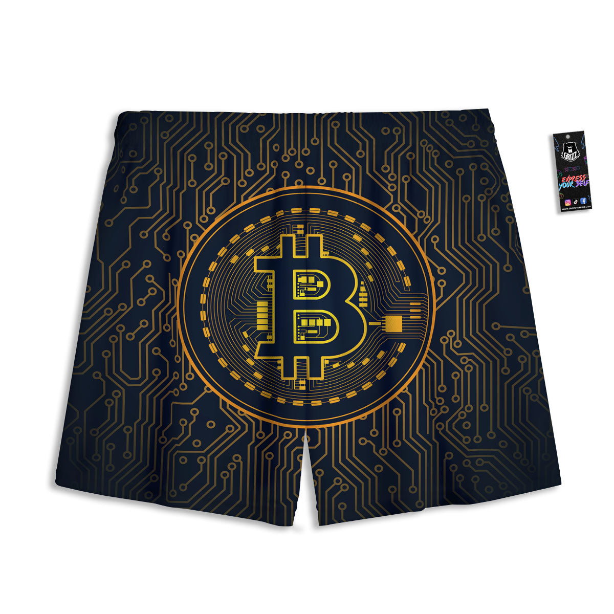 Sun And Gold Moon Print Mesh Shorts