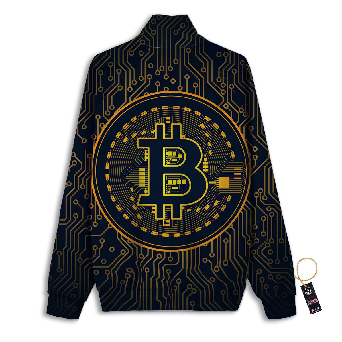 Symbol Bitcoin Crypto Print Track Jacket-grizzshop