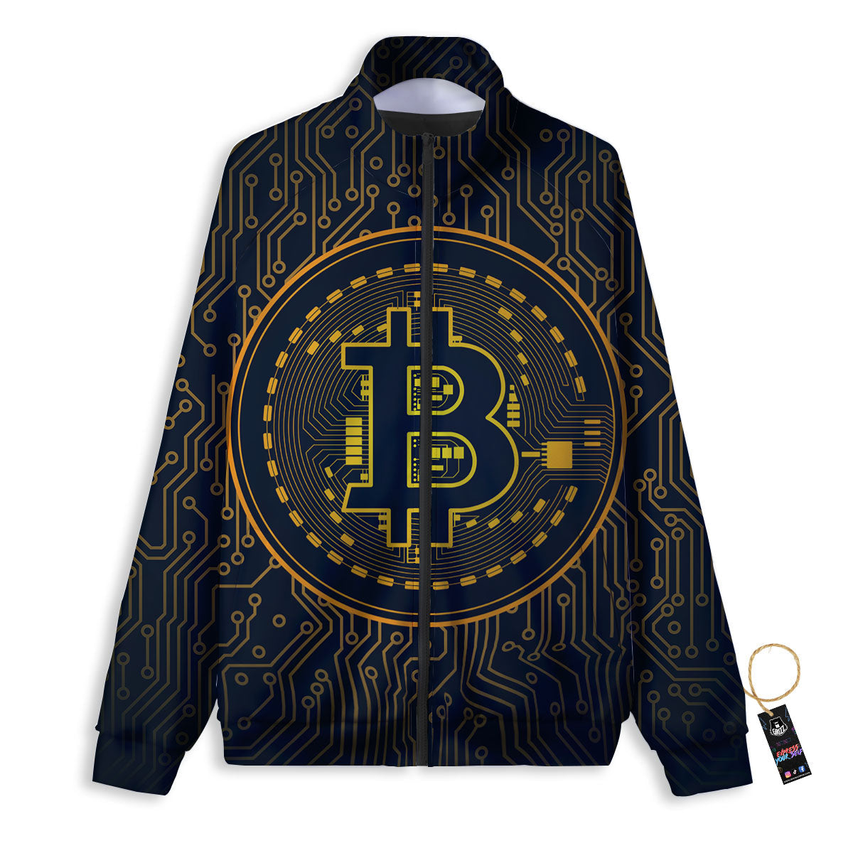 Symbol Bitcoin Crypto Print Track Jacket-grizzshop