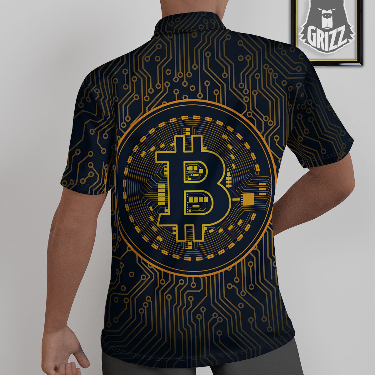 Symbol Bitcoin Crypto Print Untucked Shirts-grizzshop