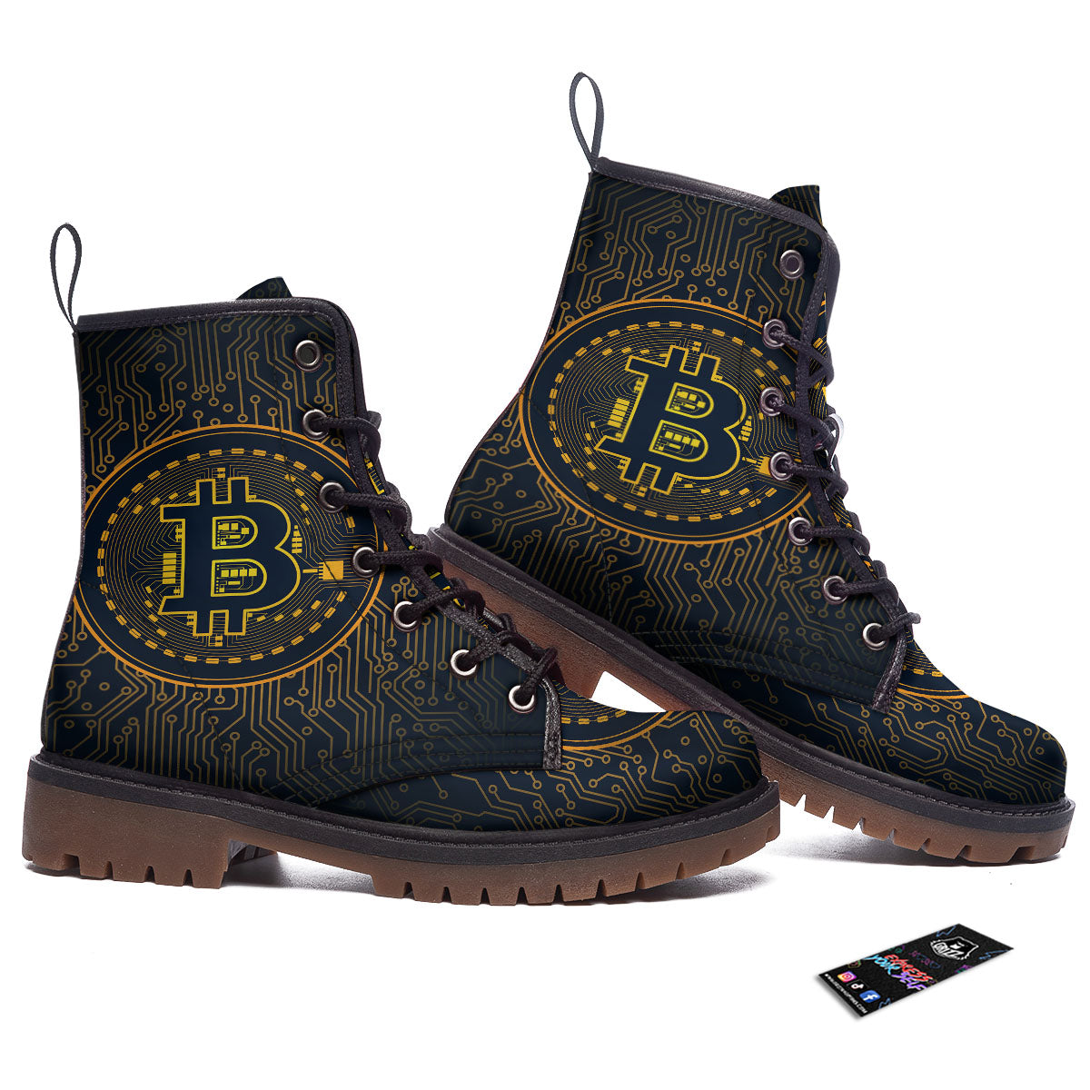 Symbol Bitcoin Crypto Print Work Boots-grizzshop