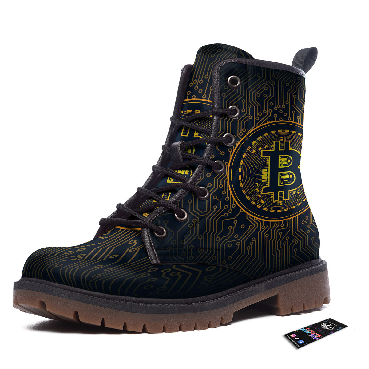 Symbol Bitcoin Crypto Print Work Boots-grizzshop