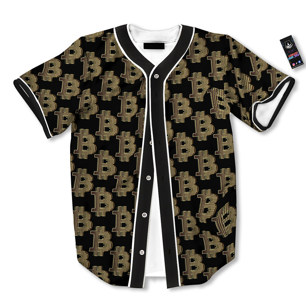 Symbol Bitcoin Print Pattern Baseball Jersey-grizzshop