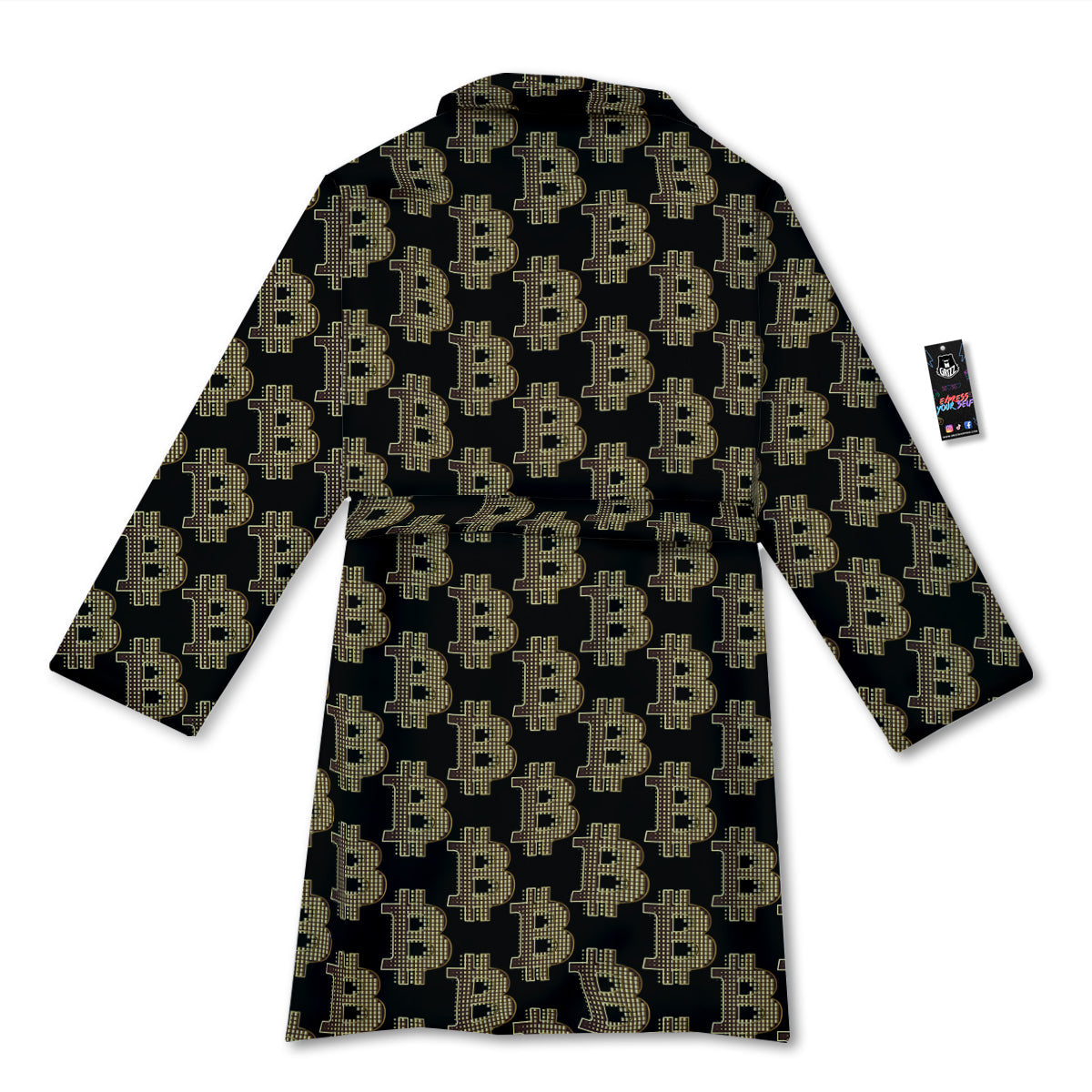 Symbol Bitcoin Print Pattern Bathrobe-grizzshop