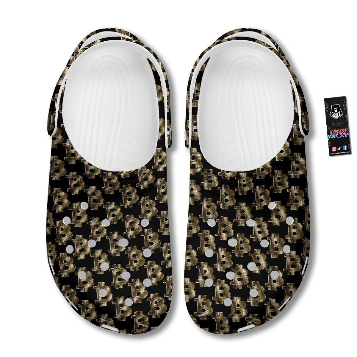 Symbol Bitcoin Print Pattern Clog-grizzshop