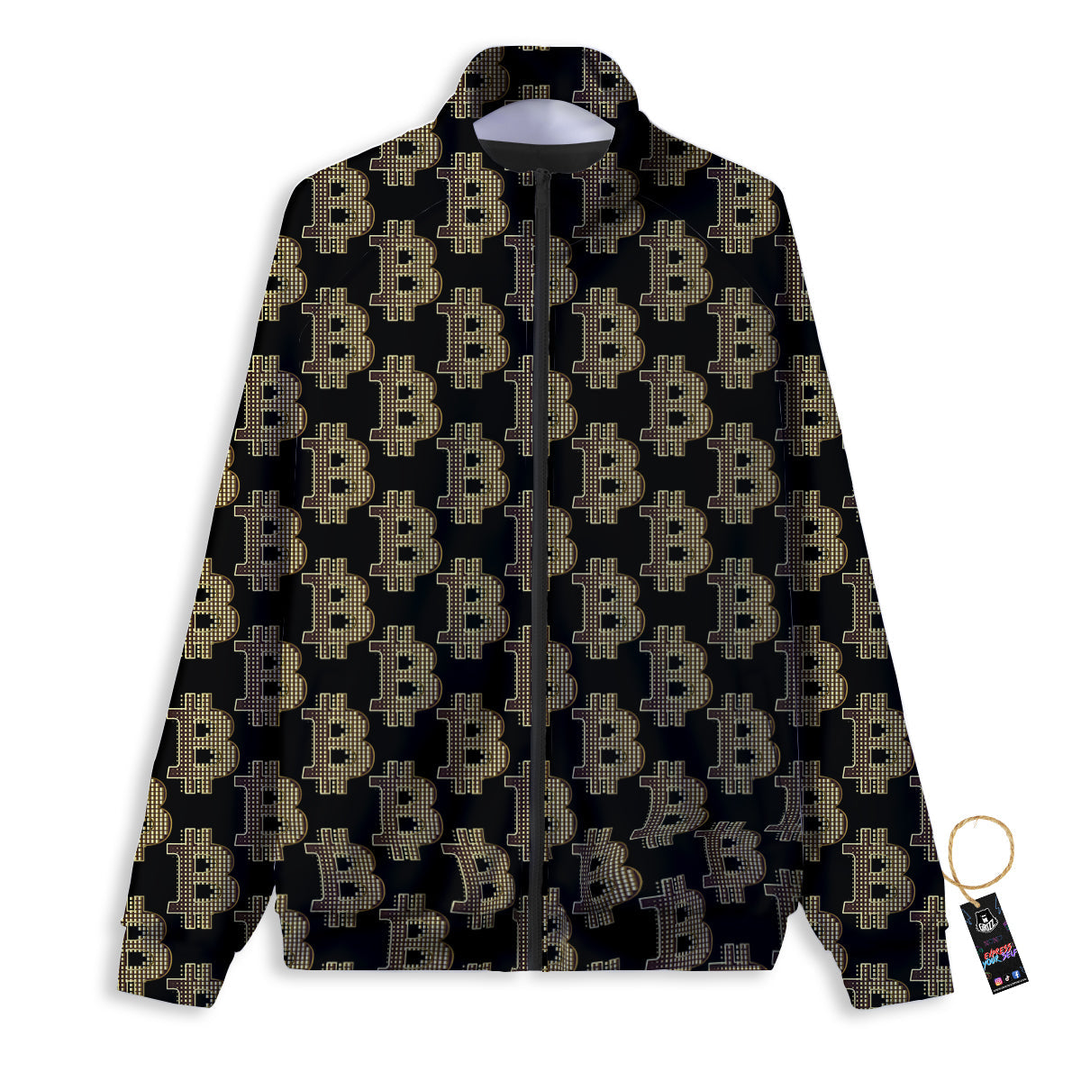 Symbol Bitcoin Print Pattern Track Jacket-grizzshop