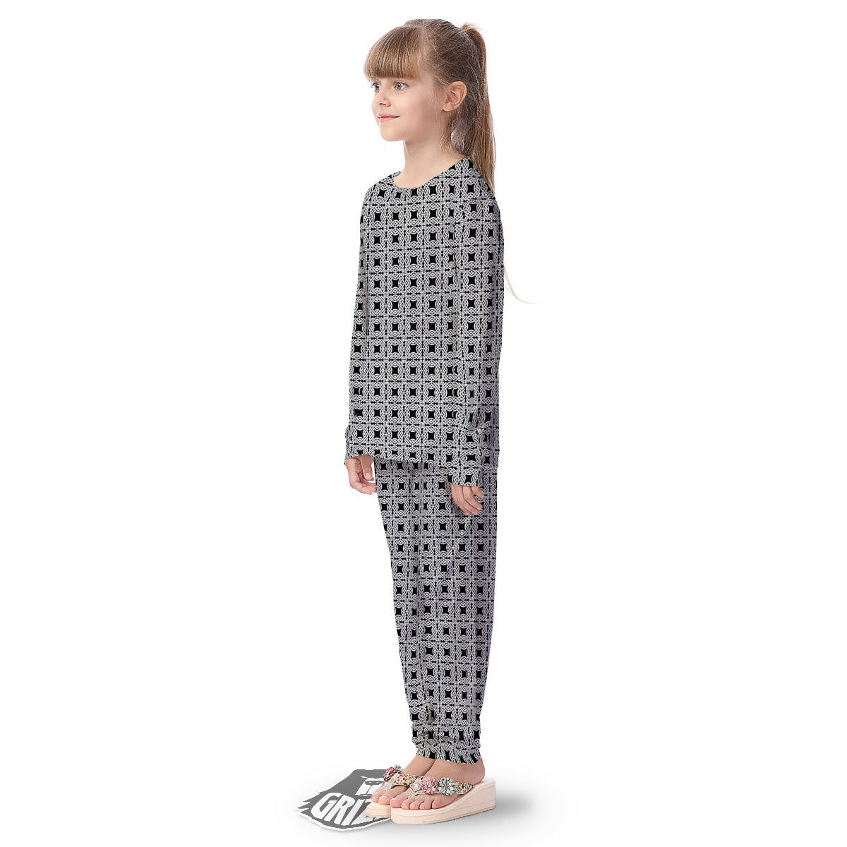 Symbol Black Celtic Print Pattern Kid's Pajamas-grizzshop