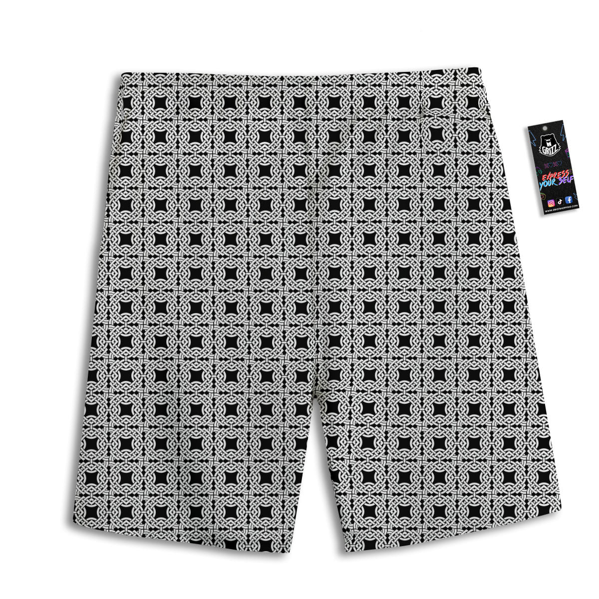 Symbol Black Celtic Print Pattern Men's Athletic Shorts