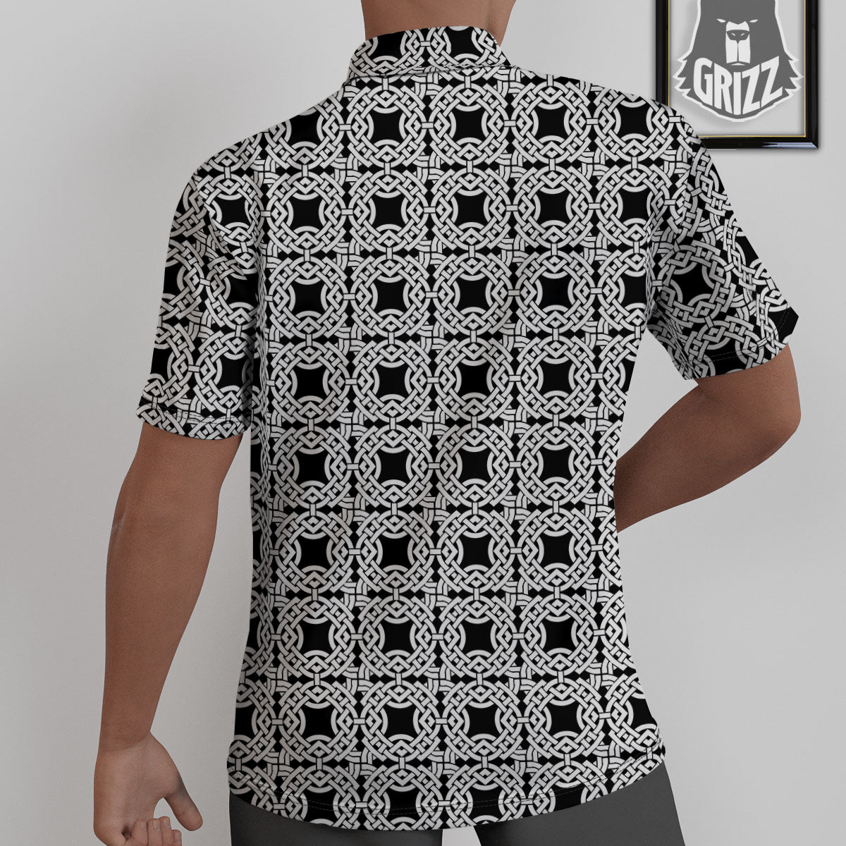 Symbol Black Celtic Print Pattern Untucked Shirts-grizzshop