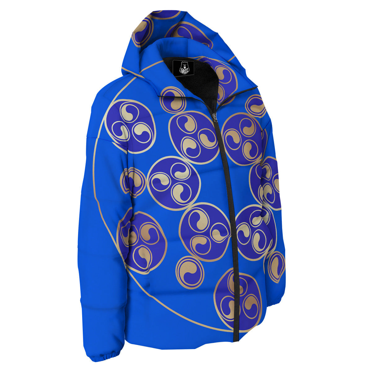 Symbol Blue Celtic Print Down Jacket-grizzshop