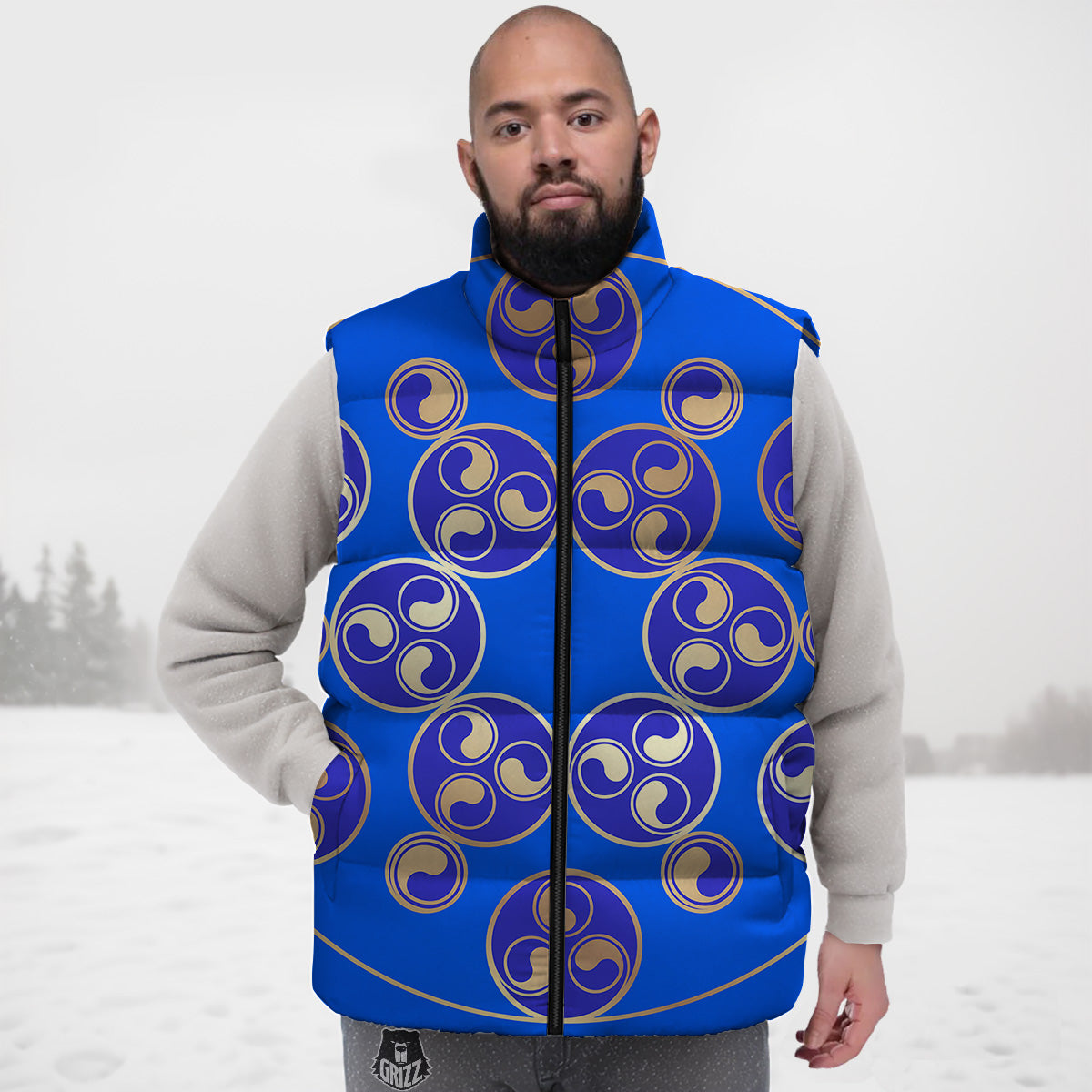 Symbol Blue Celtic Print Down Vest