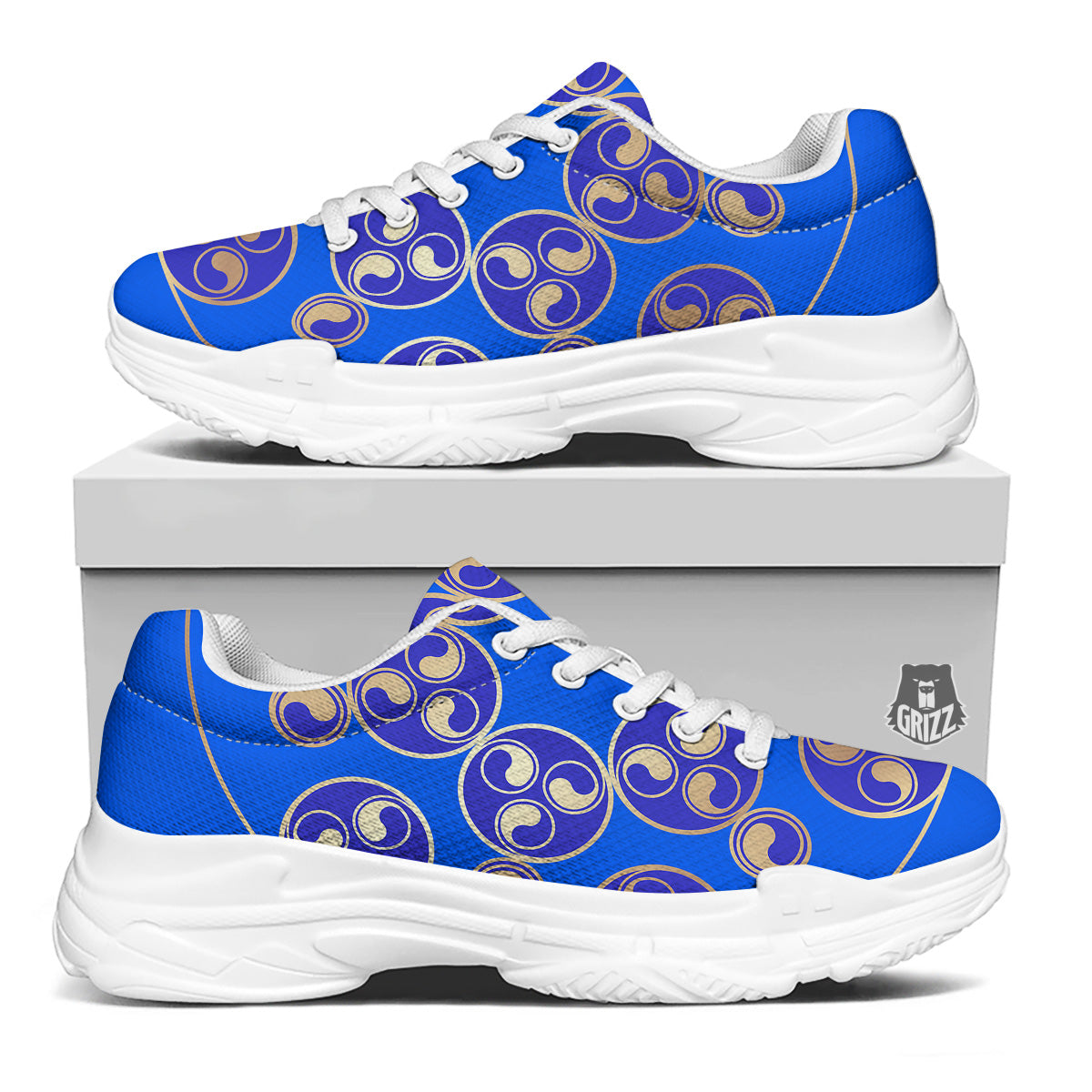 Symbol Blue Celtic Print White Chunky Shoes-grizzshop