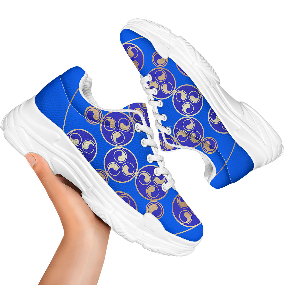 Symbol Blue Celtic Print White Chunky Shoes-grizzshop
