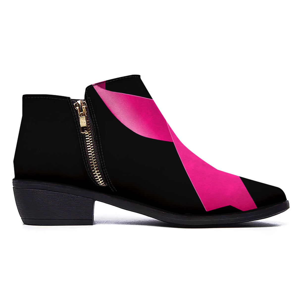Symbol Breast Cancer Awareness Print Ankle Boots-grizzshop