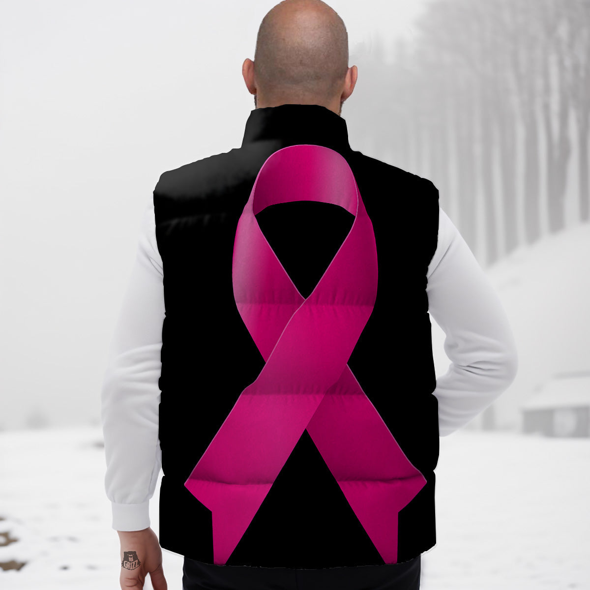 Symbol Breast Cancer Awareness Print Down Vest
