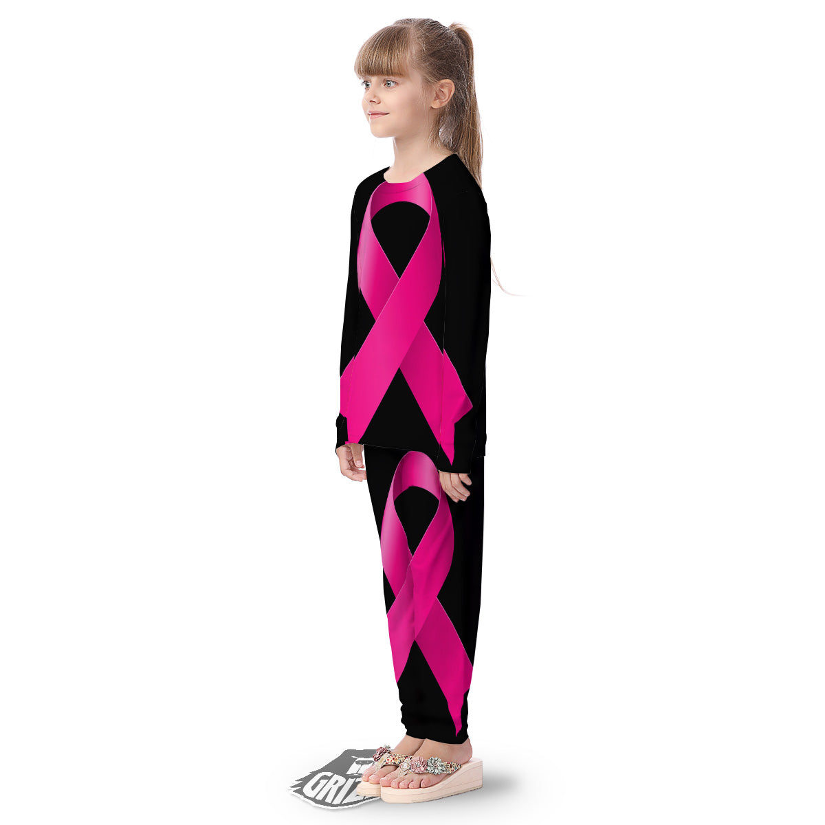 Symbol Breast Cancer Awareness Print Kid's Pajamas-grizzshop