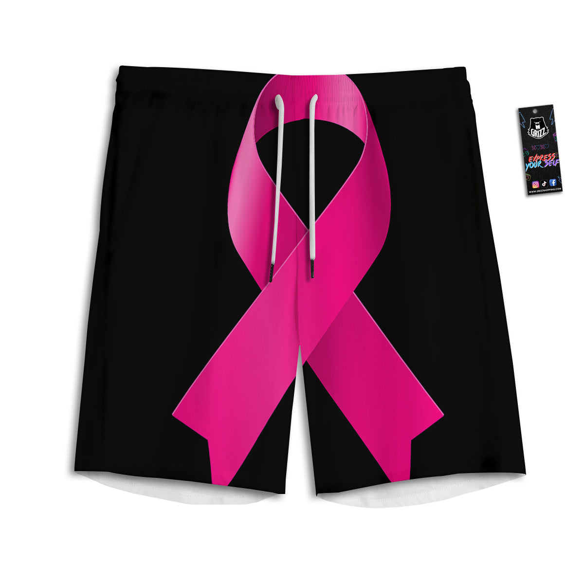 Symbol Breast Cancer Awareness Print Men's Athletic Shorts