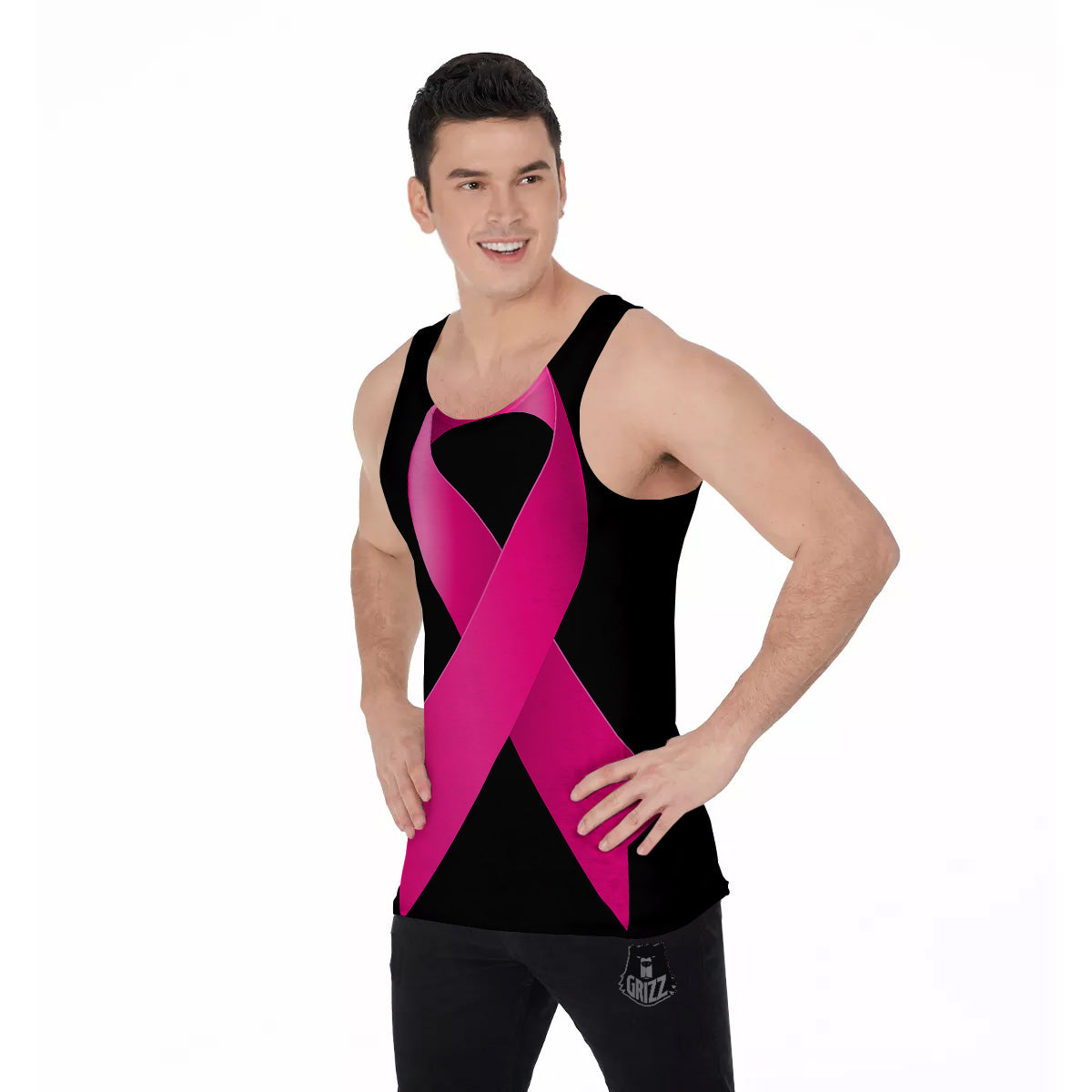 Symbol Breast Cancer Awareness Print Men's Tank Top-grizzshop