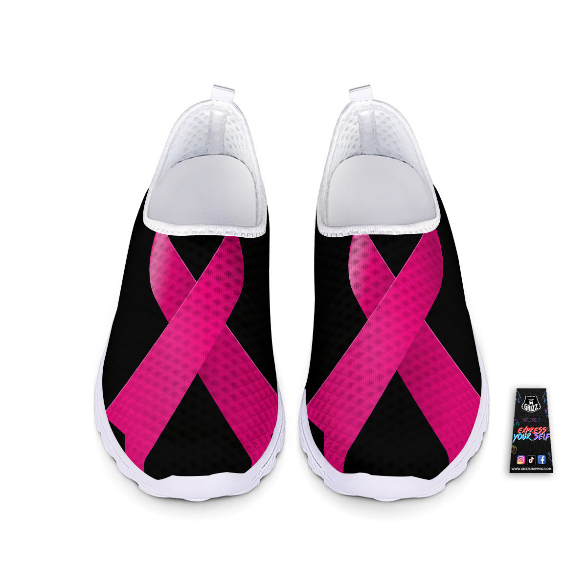 Symbol Breast Cancer Awareness Print Nurse Shoes-grizzshop