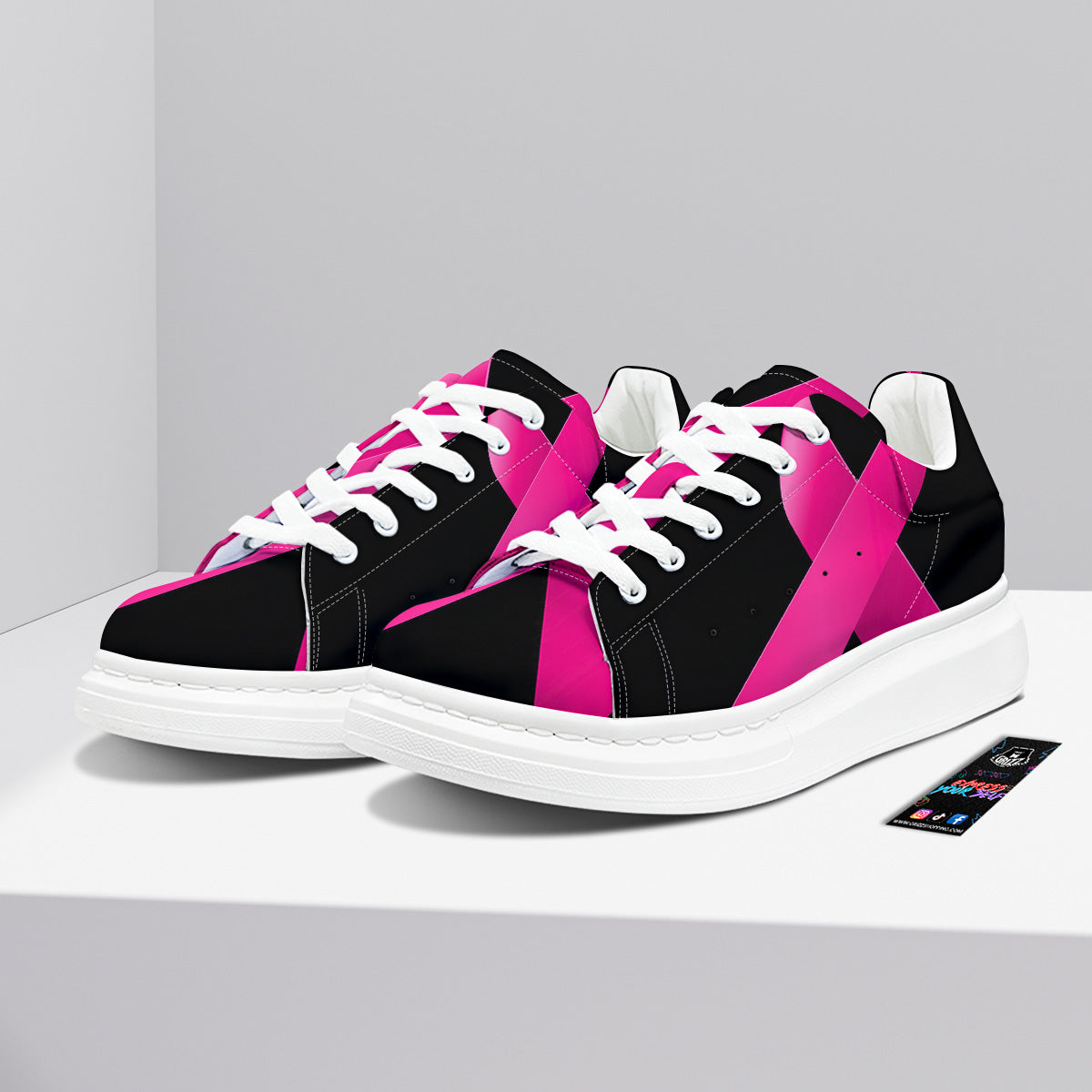 Symbol Breast Cancer Awareness Print Platform Shoes-grizzshop