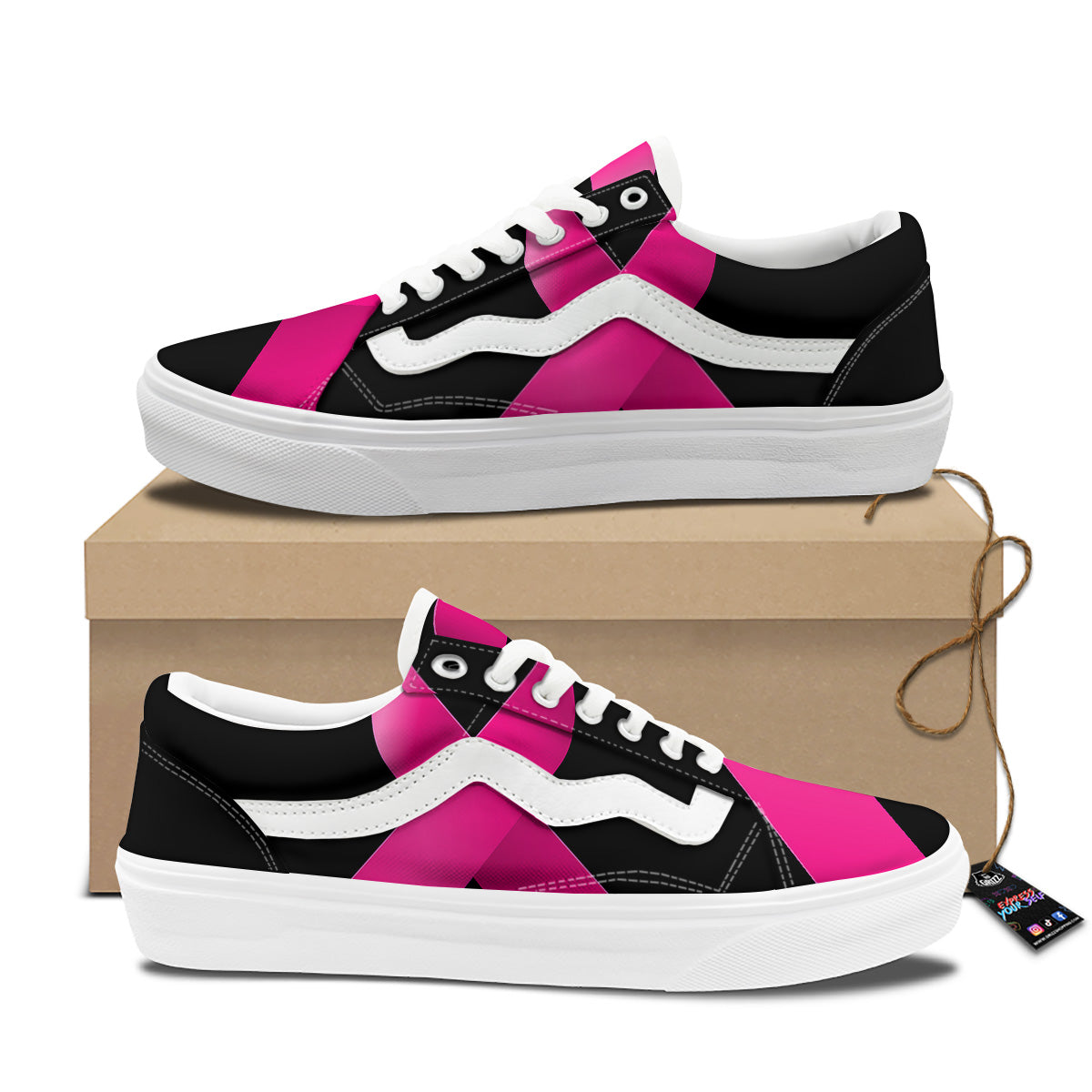 Symbol Breast Cancer Awareness Print Skate Shoes-grizzshop