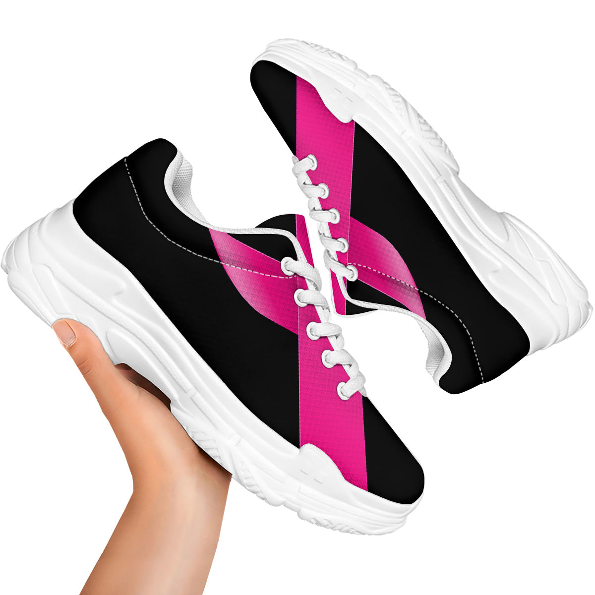 Symbol Breast Cancer Awareness Print White Chunky Shoes-grizzshop